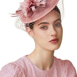 Fascinator Hat Veil Feather Mesh Mini Derby Wedding Tea Party Headband